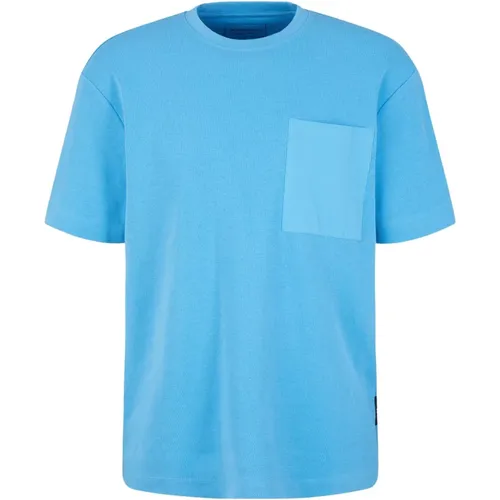 T-Shirt Kurzarmshirt structured mit Brusttasche , Herren, Größe: L - Tom Tailor - Modalova