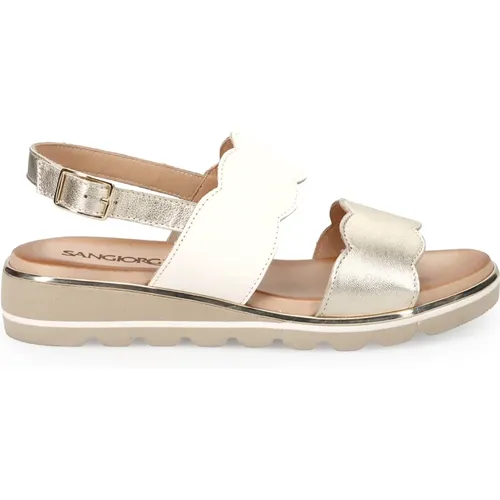 Grey Leather Sandals Comfort Style , female, Sizes: 8 UK, 6 UK - Sangiorgio - Modalova