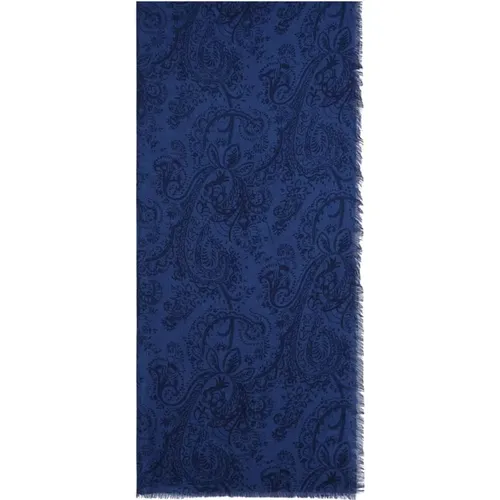 Sciarpa in cashmere e seta blu , male, Sizes: ONE SIZE - ETRO - Modalova