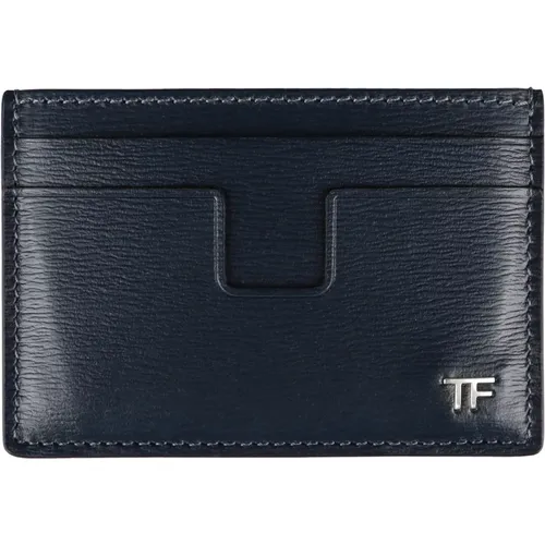 Leather Card Holder with Logo Detail , male, Sizes: ONE SIZE - Tom Ford - Modalova