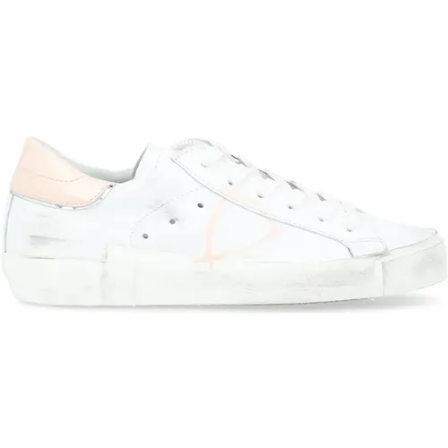 Paris X Ledersneaker mit weißem und rosa Logo , Damen, Größe: 41 EU - Philippe Model - Modalova