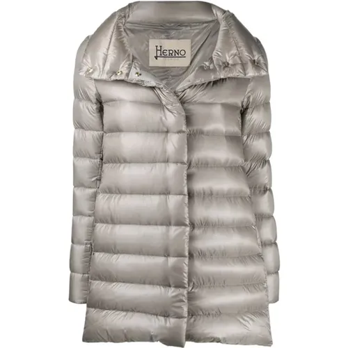 Quilted Goose Down Coat , female, Sizes: L - Herno - Modalova