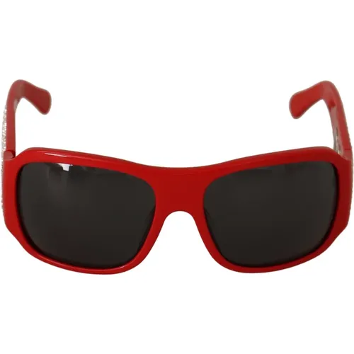 Rote Kunststoff Swarovski Steine Graue Linse Sonnenbrille - Dolce & Gabbana - Modalova