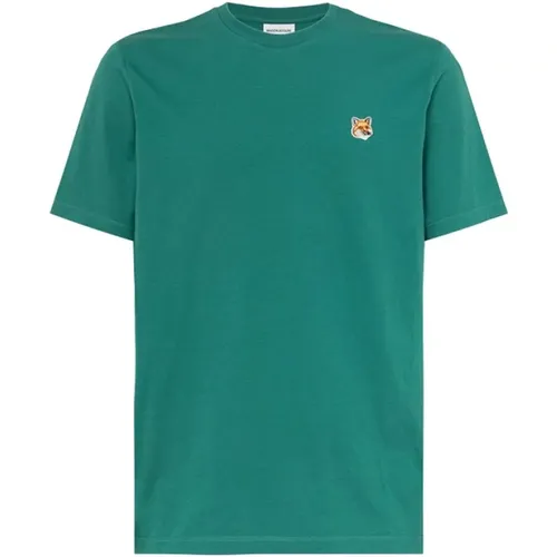 Hochwertiges Baumwoll-Crew-Neck-Logo-T-Shirt , Herren, Größe: 2XL - Maison Kitsuné - Modalova