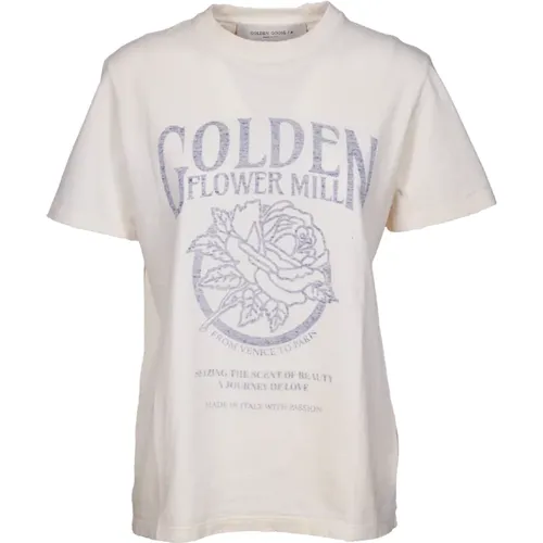 Vintage Logo Print T-shirt , Damen, Größe: M - Golden Goose - Modalova