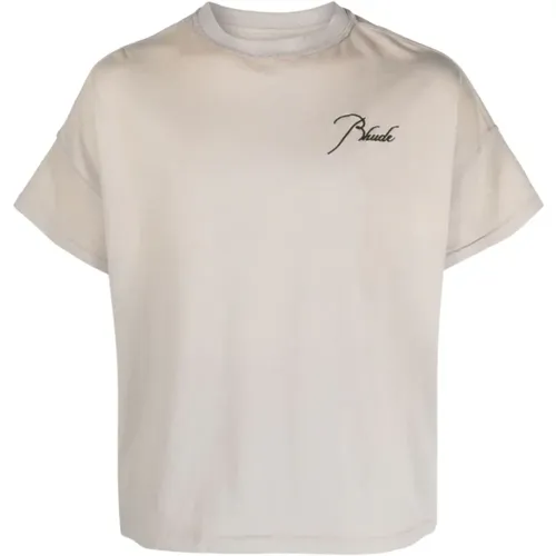 Grey Embroidered Logo T-shirts and Polos , male, Sizes: M - Rhude - Modalova