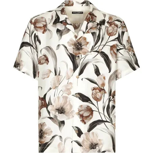 Floral Silk Hawaiian Shirt , male, Sizes: 2XL, 3XL - Dolce & Gabbana - Modalova