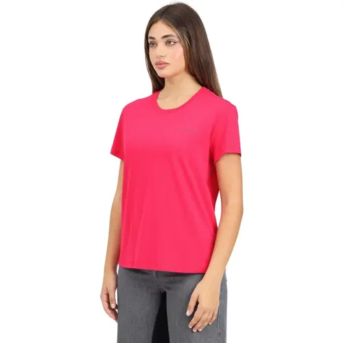 Fuchsia Kurzarm T-shirt Poison Orchid , Damen, Größe: XS - PATRIZIA PEPE - Modalova