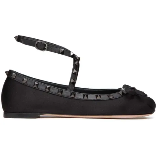 Rockstud Ballerinas - Nero Calf Leather , female, Sizes: 3 UK, 3 1/2 UK - Valentino Garavani - Modalova