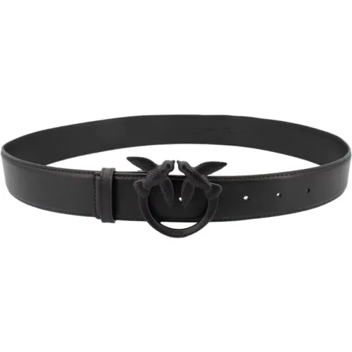 Silky Leather Belt with Love Birds Buckle , female, Sizes: S, M, L - pinko - Modalova