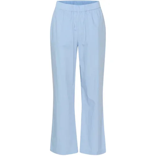 Chambray Elastic Waist Wide Leg Pants , female, Sizes: M, L, XS, S, XL - Saint Tropez - Modalova