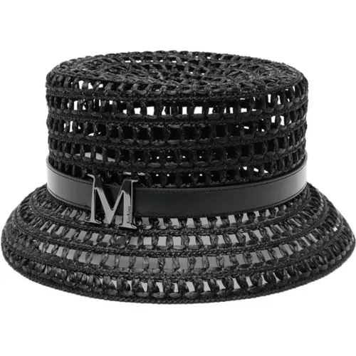 Perforierter Schwarzer Hut , Damen, Größe: 57 CM - Max Mara - Modalova