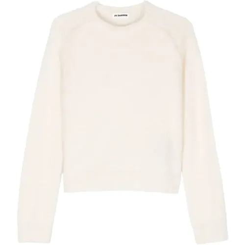 Weiße Wollmischung Rundhals Pullover - Jil Sander - Modalova