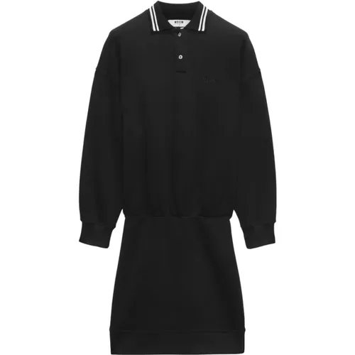 Schwarzes Jersey Polo Kleid , Damen, Größe: S - MSGM - Modalova