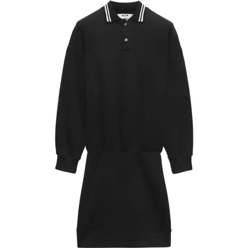 Schwarzes Jersey Polo Kleid , Damen, Größe: XS - Msgm - Modalova