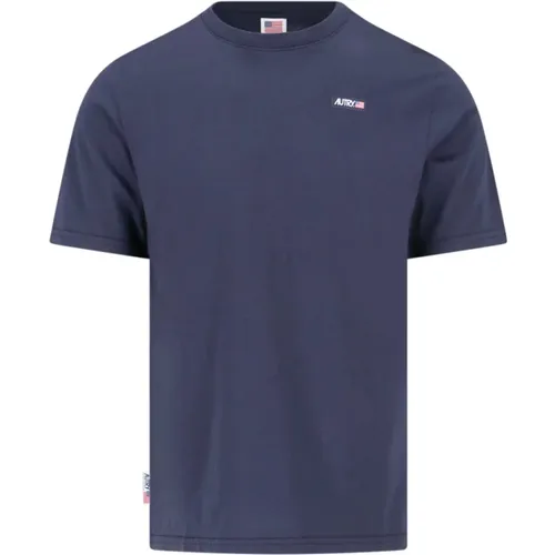 Premium Herren T-Shirts und Polos,BLAUES `Icon` T-Shirt,Herren Logo T-Shirt - Slim Fit, Blau - Autry - Modalova