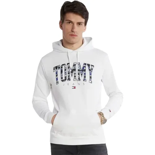 Hoodie mit bedrucktem Logo - Weiß , Herren, Größe: S - Tommy Jeans - Modalova