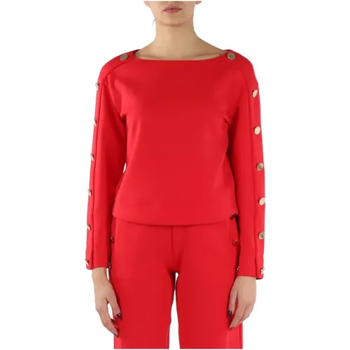 Cotton Blend Sweater with Decorative Buttons , female, Sizes: S - Emporio Armani - Modalova