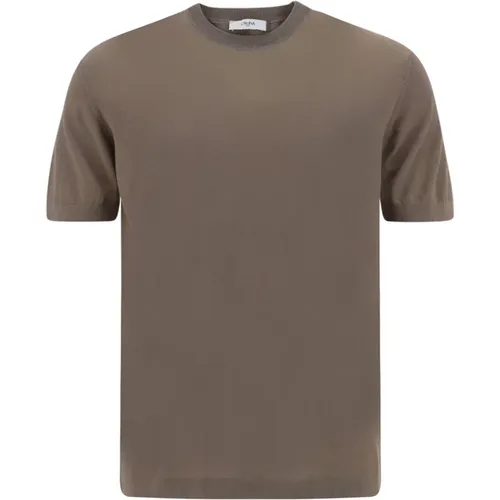 Beiger Rundhalsausschnitt Baumwoll-T-Shirt Ss23 - Cruna - Modalova