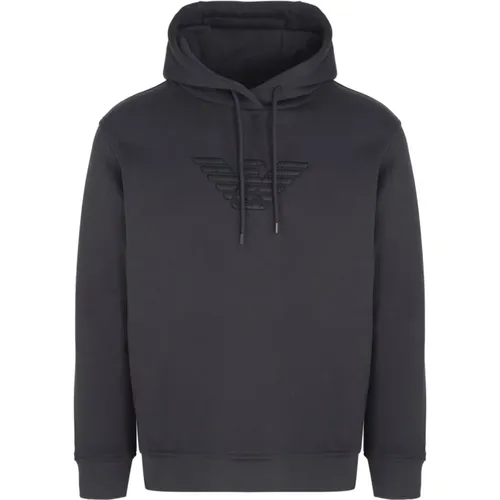 Eagle Logo Pullover Hooded Top Grey , male, Sizes: M, S, L, XL - Emporio Armani - Modalova