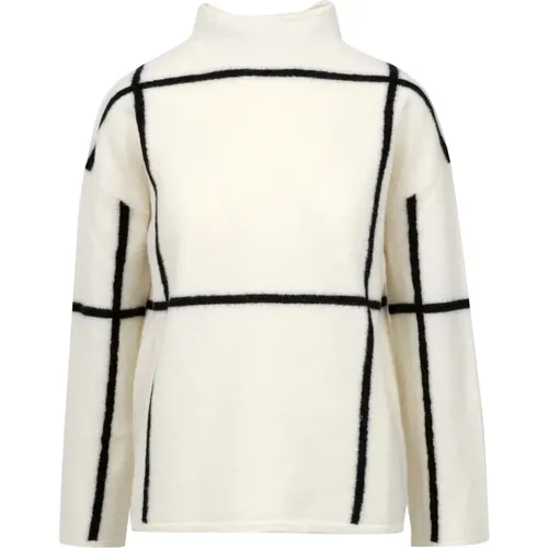 Grafik Einlage Wollpullover Creme+Schwarz - Pennyblack - Modalova