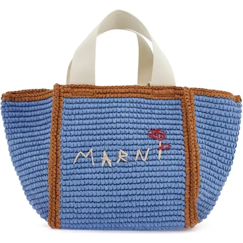 Makramee-Stricktasche mit Besticktem Logo - Marni - Modalova