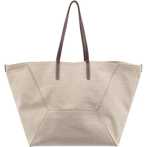 Shoulder Bag with Leather Handles , female, Sizes: ONE SIZE - BRUNELLO CUCINELLI - Modalova