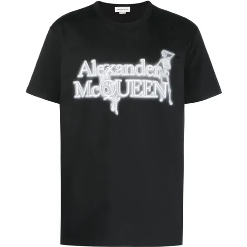 Schwarzes Logo Grafik T-shirt Rundhals , Herren, Größe: M - alexander mcqueen - Modalova