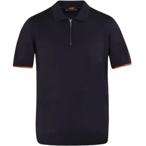 Polo-Shirt mit Reißverschluss aus Baumwolle , Herren, Größe: L - Moorer - Modalova