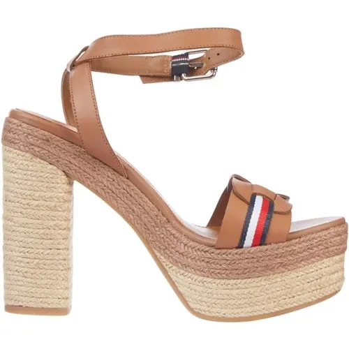 High Heel Leather Espadrilles with Iconic Detail , female, Sizes: 6 UK - Tommy Hilfiger - Modalova