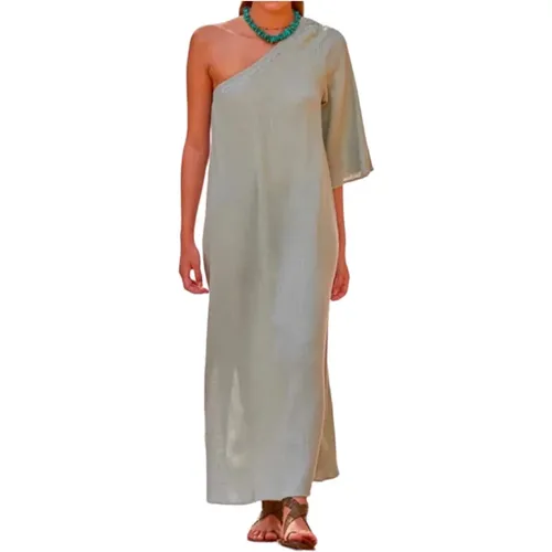 Asymmetrische Baumwollgaze-Robe - Mare Di Latte - Modalova