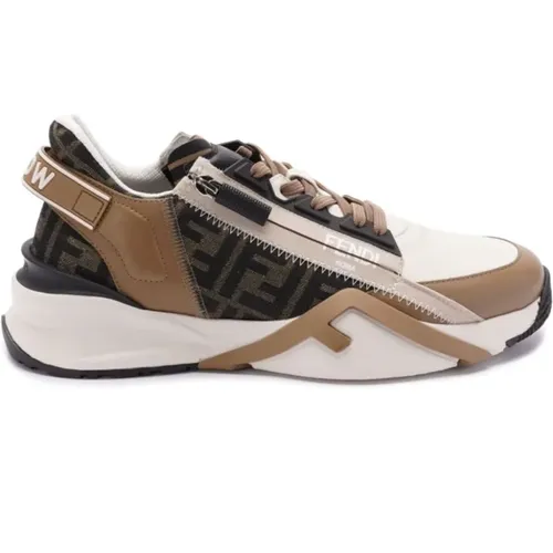 Braune Sneakers mit FF-Details - Fendi - Modalova