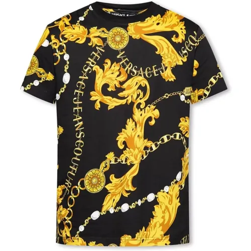 Schwarze T-Shirt und Polo Kollektion , Herren, Größe: L - Versace Jeans Couture - Modalova