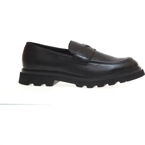 Schwarzer Leder Penny Loafer mit schwerer Gummisohle , Herren, Größe: 44 EU - Doucal's - Modalova