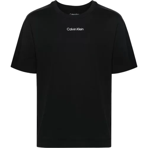 Sportliches Schwarzes T-Shirt mit Logo-Print , Herren, Größe: M - Calvin Klein - Modalova