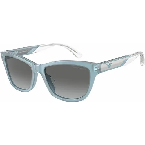 Stylish Sunglasses in Shiny Opaline Azure , female, Sizes: 56 MM - Emporio Armani - Modalova