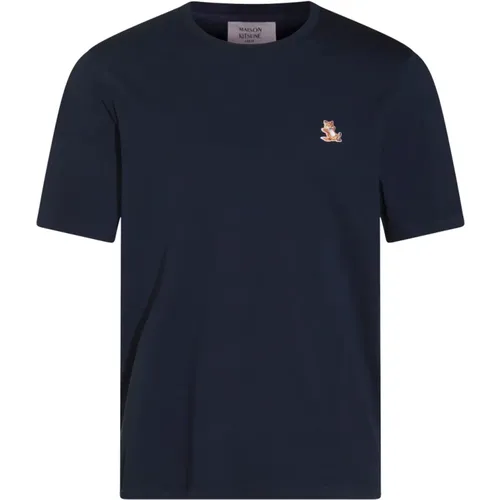 Blaues Chillax Fox T-Shirt , Herren, Größe: S - Maison Kitsuné - Modalova