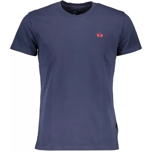 Cotton T-Shirt, Short-Sleeved, Regular Fit, Round Neck, Embroidery , male, Sizes: L, 3XL - LA MARTINA - Modalova