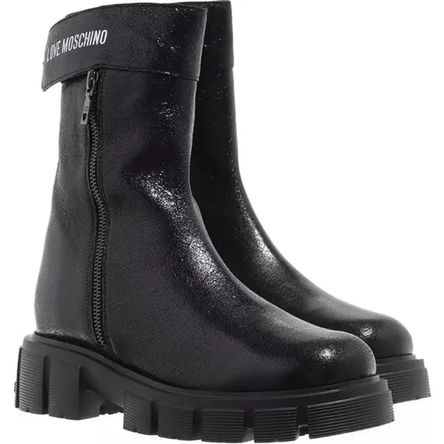 Schwarze Leder Quasten Stiefel - Love Moschino - Modalova