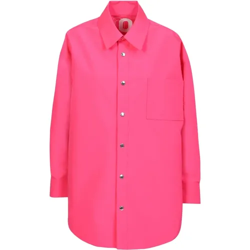 Flamingo Oversize Shirt with Clic Collar , female, Sizes: XS - Khrisjoy - Modalova