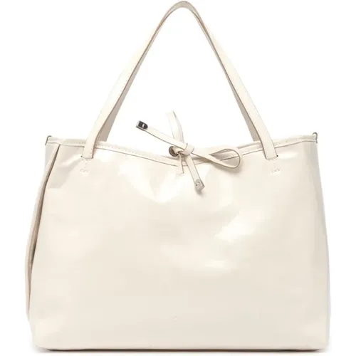 Patent-effect leather shopping bag with bow , female, Sizes: ONE SIZE - Gianni Chiarini - Modalova