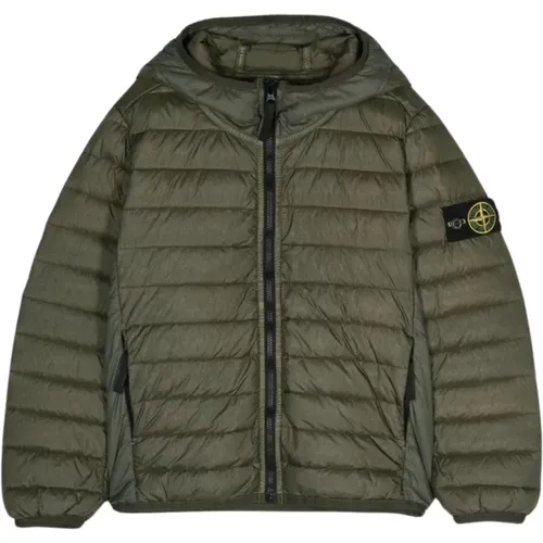 Grüne Steppjacke mit Kapuze - Stone Island - Modalova