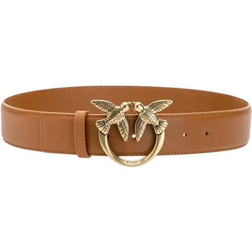 Silky Leather Love Birds Belt , female, Sizes: L, XS, S - pinko - Modalova