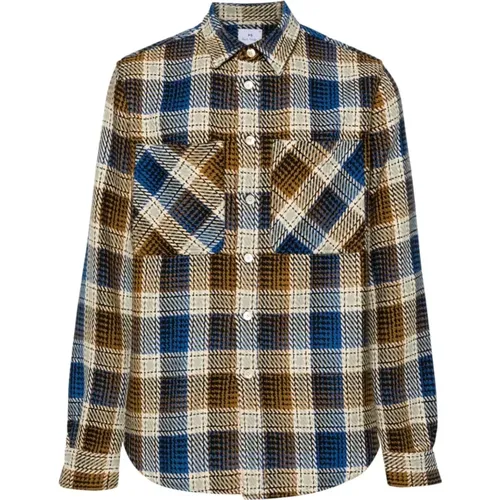 Brown Patterned Jacquard Check Shirt , male, Sizes: L, M - PS By Paul Smith - Modalova