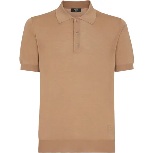 Wool Polo Shirt with FF Detail , male, Sizes: XL, L, M, S - Fendi - Modalova