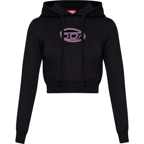 Zweifarbiger cropped Hoodie mit Logo , Damen, Größe: XS - Diesel - Modalova