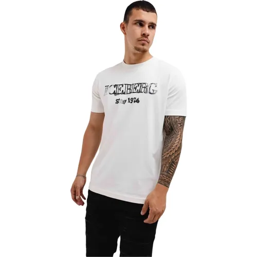 D Jersey Logo T-Shirt Herren Weiß , Herren, Größe: M - Iceberg - Modalova