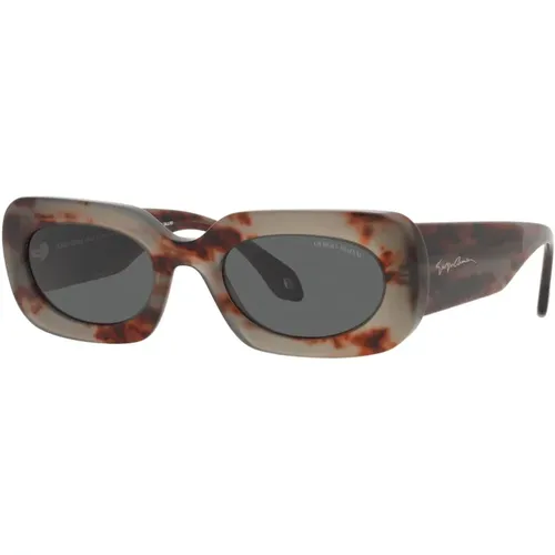 Graue Havana Sonnenbrille AR 8182 , Damen, Größe: 52 MM - Giorgio Armani - Modalova
