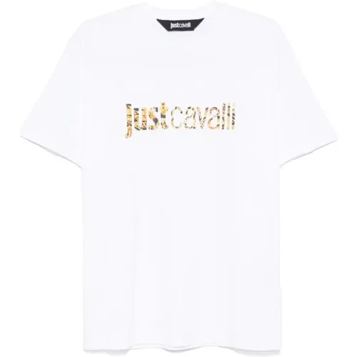 Weißes T-Shirt für Männer Aw24 , Herren, Größe: L - Just Cavalli - Modalova