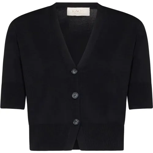 Schwarzer Pullover , Damen, Größe: S - Kaos - Modalova